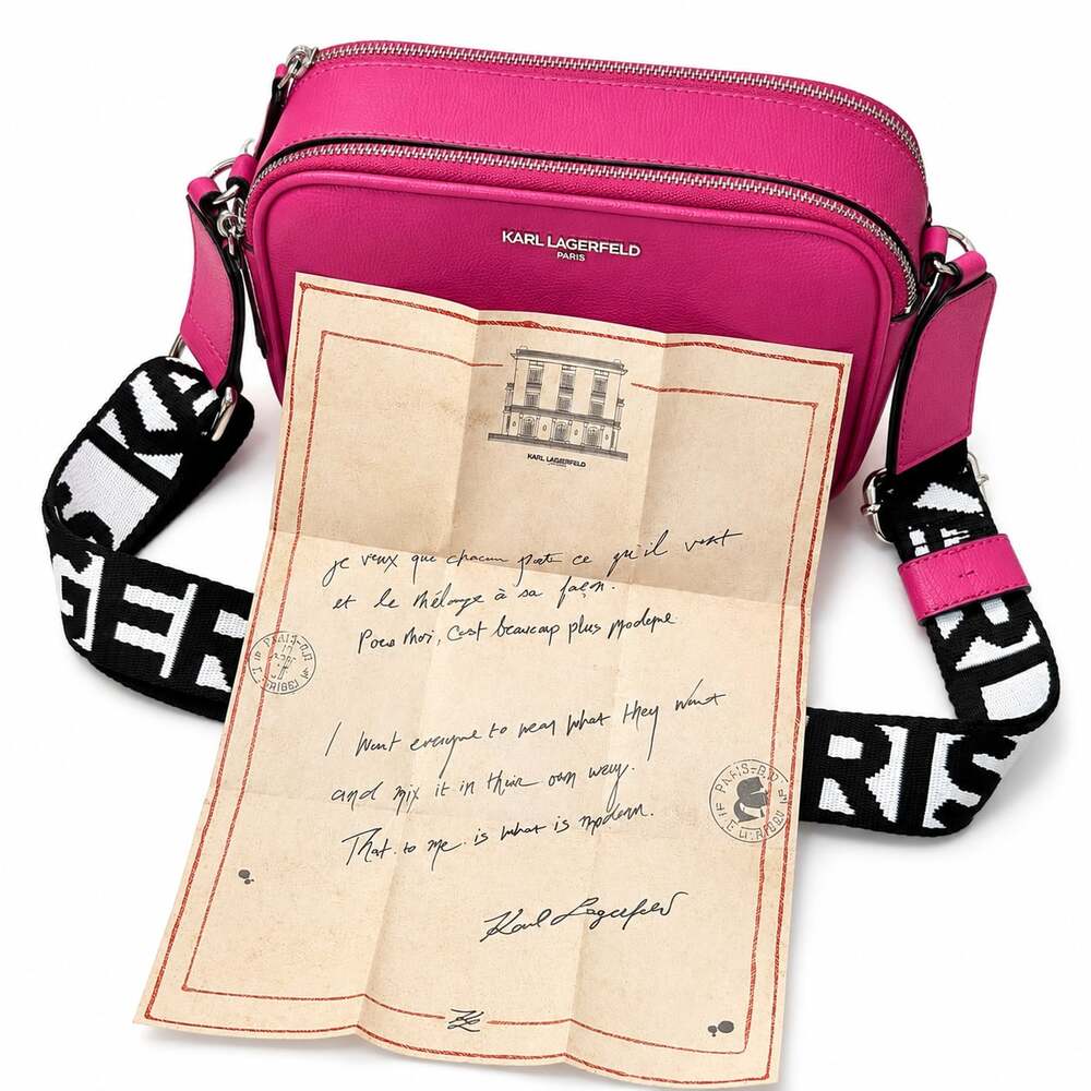 Karl Lagerfeld Paris Pink Camera Crossbody Bag - Picture 14 of 16